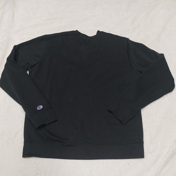 Champion Black Essentials Spellout Crewneck Sweatshirt Men's Size Medium - Picture 10 of 13